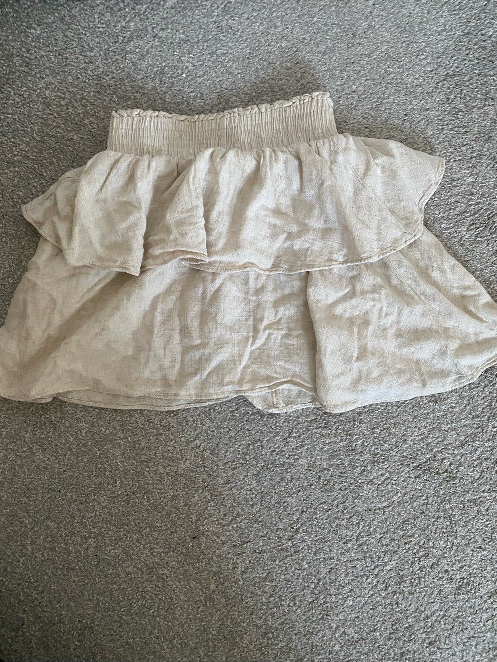 Princess Polly Cream Tiered Smocked Waist Skater Mini Skirt